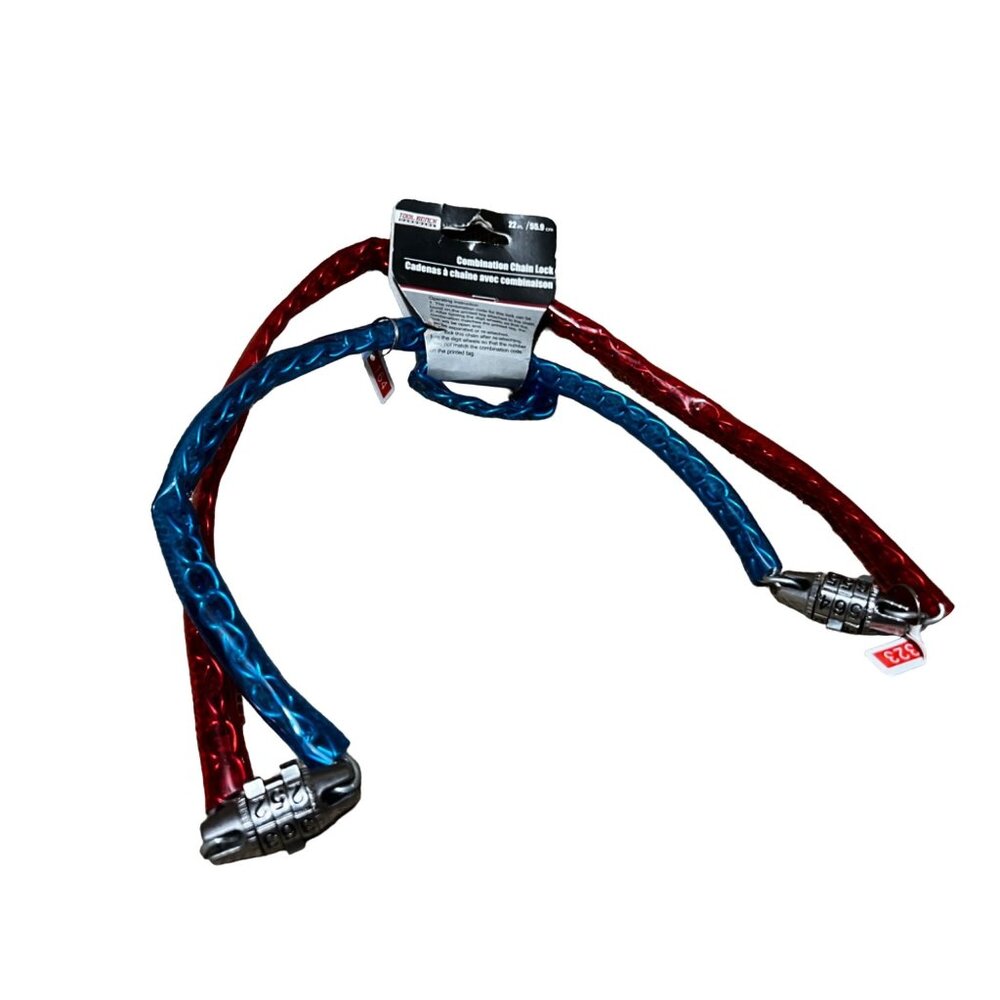 Tool Bench 22 Inch Dual Combination Chain Lock Red & Blue